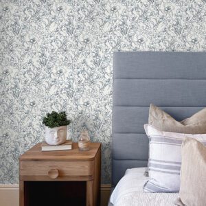 Navy May Bloom Peel and Stick Wallpaper
