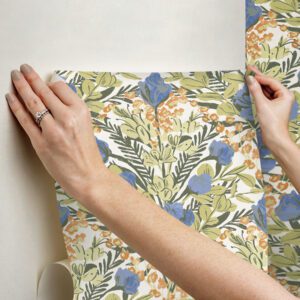 Bright Multi Moody June Blooms Peel and Stick Wallpaper