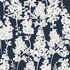 Navy Larkspur Peel and Stick Wallpaper