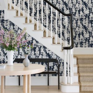 Navy Larkspur Peel and Stick Wallpaper
