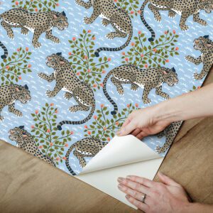 Light Blue Bagheera Peel and Stick Wallpaper