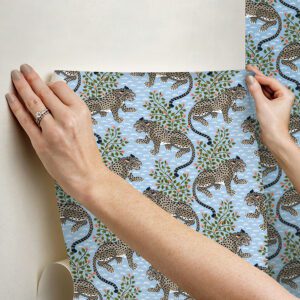 Light Blue Bagheera Peel and Stick Wallpaper