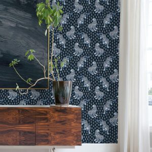 Navy Tiger Queen Peel and Stick Wallpaper