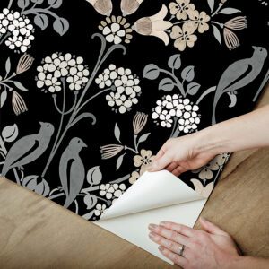 Black & Neutral Meadow Song Peel and Stick Wallpaper