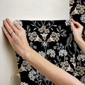 Black & Neutral Meadow Song Peel and Stick Wallpaper