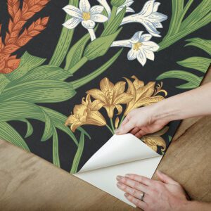 Black Multi Blooming Villa Peel and Stick Wallpaper