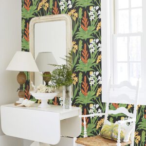 Black Multi Blooming Villa Peel and Stick Wallpaper