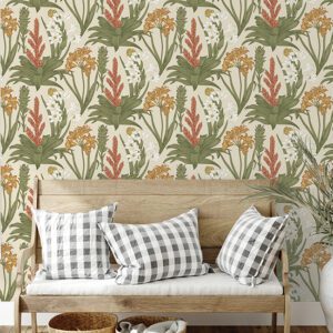 Linen & Olive Blooming Villa Peel and Stick Wallpaper