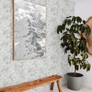 Sea Salt Grey Terrace Vines Peel and Stick Wallpaper