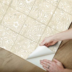 Cream Provincial Tile Peel and Stick Wallpaper