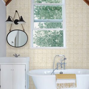 Cream Provincial Tile Peel and Stick Wallpaper