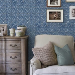 Cobalt Sea Provincial Tile Peel and Stick Wallpaper
