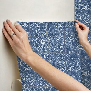 Cobalt Sea Provincial Tile Peel and Stick Wallpaper