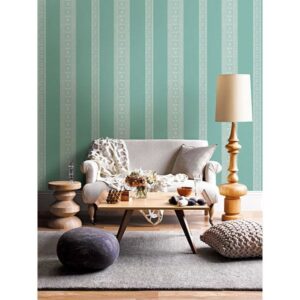 Brynn Turquoise Paisley Stripe Wallpaper