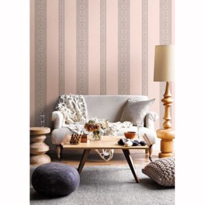 Brynn Grey Paisley Stripe Wallpaper