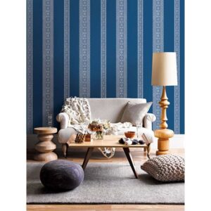Brynn Indigo Paisley Stripe Wallpaper