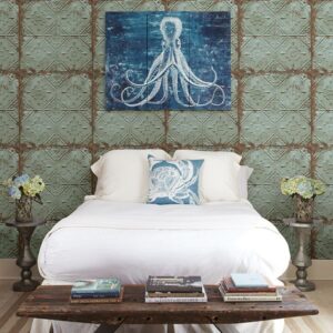 Tin Ceiling Teal Distressed Tiles