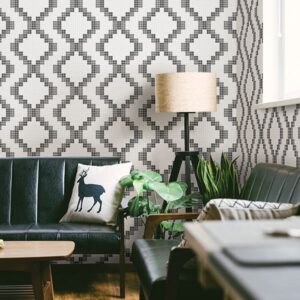 Mosaic Black Grid Wallpaper