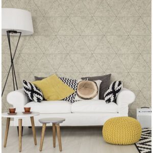 Polished Concrete Off-White Geometric Wallpaper