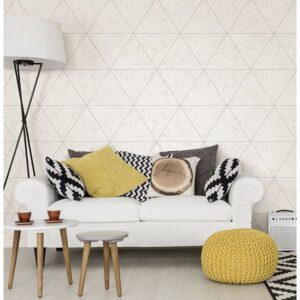 Polished Concrete Silver Geometric Wallpaper
