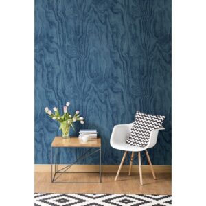 Bentham Blue Plywood Wallpaper