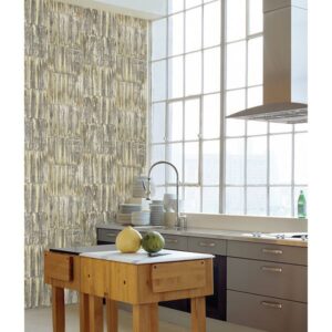 Patina Panels Yellow Metal Wallpaper