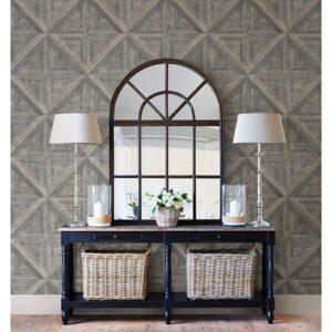 Carriage House Taupe Wood Wallpaper