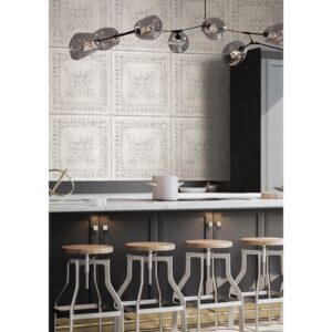 Ornamental Off-White Tin Tile Wallpaper