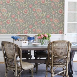 Tropez Coral Jacobean Wallpaper
