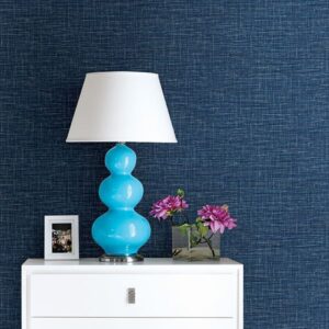 Exhale Denim Faux Grasscloth Wallpaper