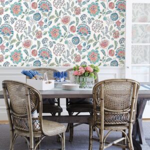 Tropez Teal Jacobean Wallpaper