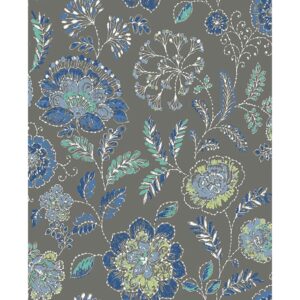 0021353 tropez charcoal jacobean wallpaper