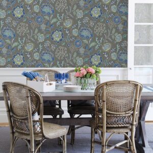 Tropez Charcoal Jacobean Wallpaper