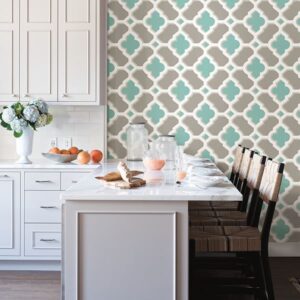 Lido Turquoise Quatrefoil Wallpaper