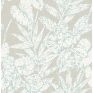 0021372 fiji turquoise floral wallpaper