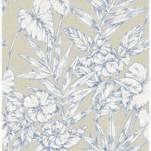 0021376 fiji navy floral wallpaper