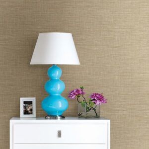 Exhale Taupe Faux Grasscloth Wallpaper