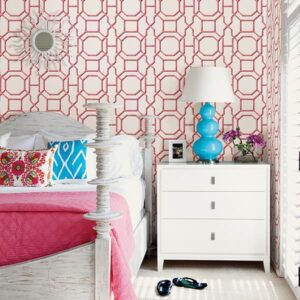 Summer Coral Trellis Wallpaper