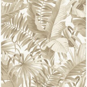 0021410 alfresco taupe palm leaf wallpaper