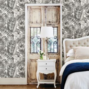 Alfresco Black Palm Leaf Wallpaper