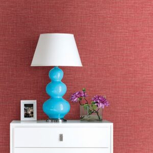 Exhale Coral Faux Grasscloth Wallpaper