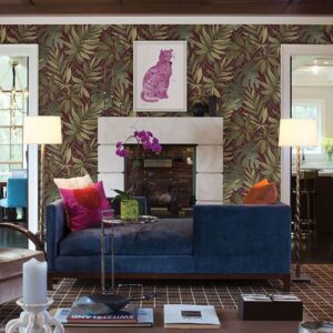 Nocturnum Maroon Leaf Wallpaper