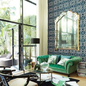 Daphne Blue Trellis Wallpaper