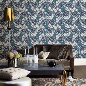 Fanciful Blue Floral Wallpaper