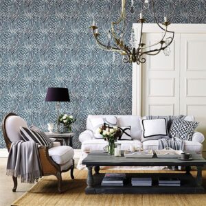 Splendid Blue Animal Print Wallpaper