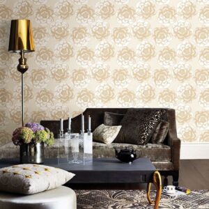 Fanciful Gold Floral Wallpaper