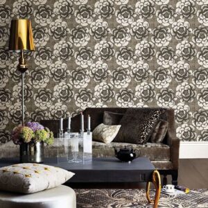 Fanciful Brown Floral Wallpaper