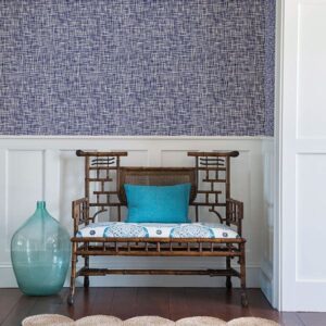 Shanti Blue Grid Wallpaper