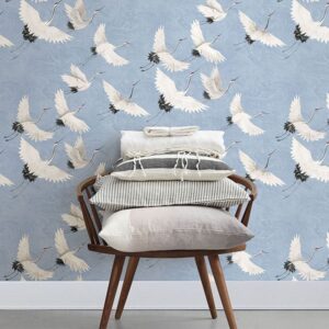 Windsong Periwinkle Crane Wallpaper