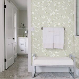 Sakura Light Grey Floral Wallpaper